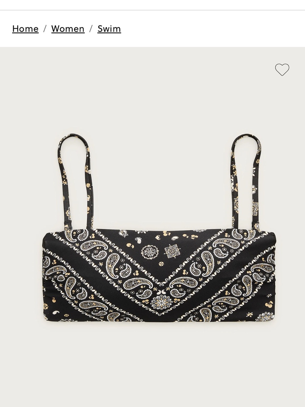 J. Crew Black Paisley Bandeau Bikini Top